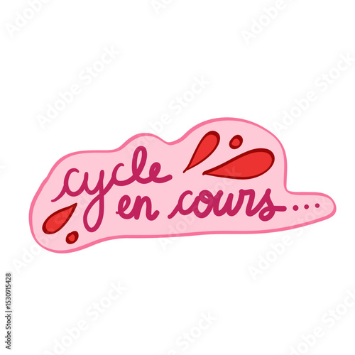 stickers lettrage à la main cycle en cours rose