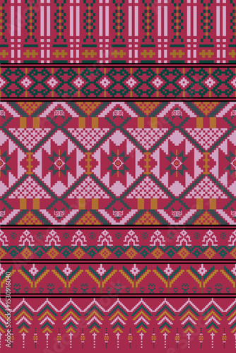 Thai style fabric pattern and seamless. Vector illustration design digital file download for print, printable, wallpaper, background, texture, textile and many projects.