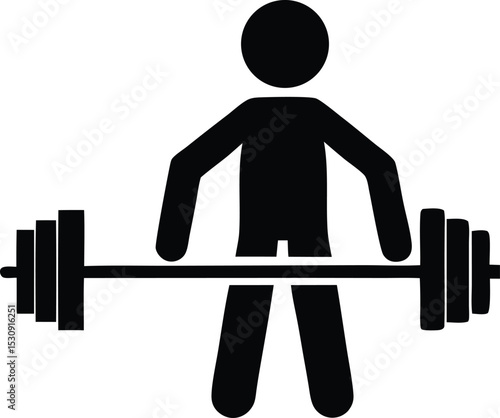 Simple pictogram of a person performing a barbell deadlift exercise