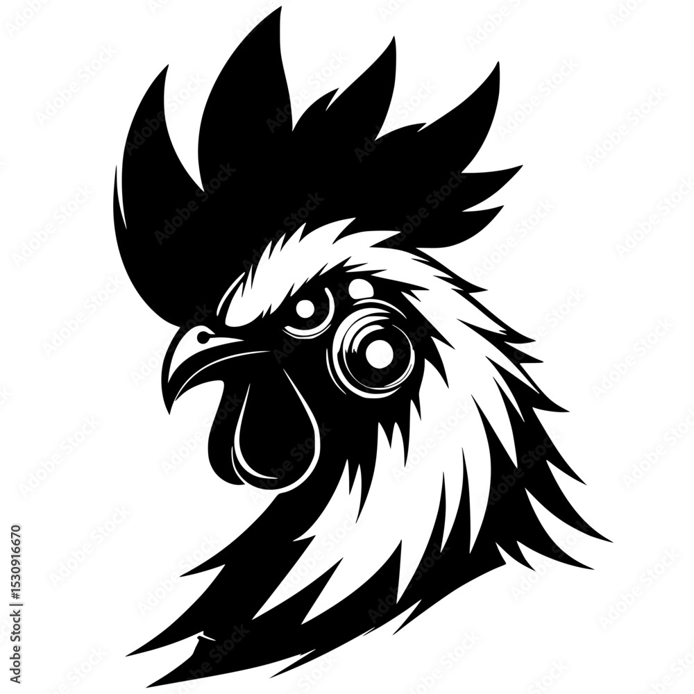 Fototapeta premium Silhouette of a rooster robot