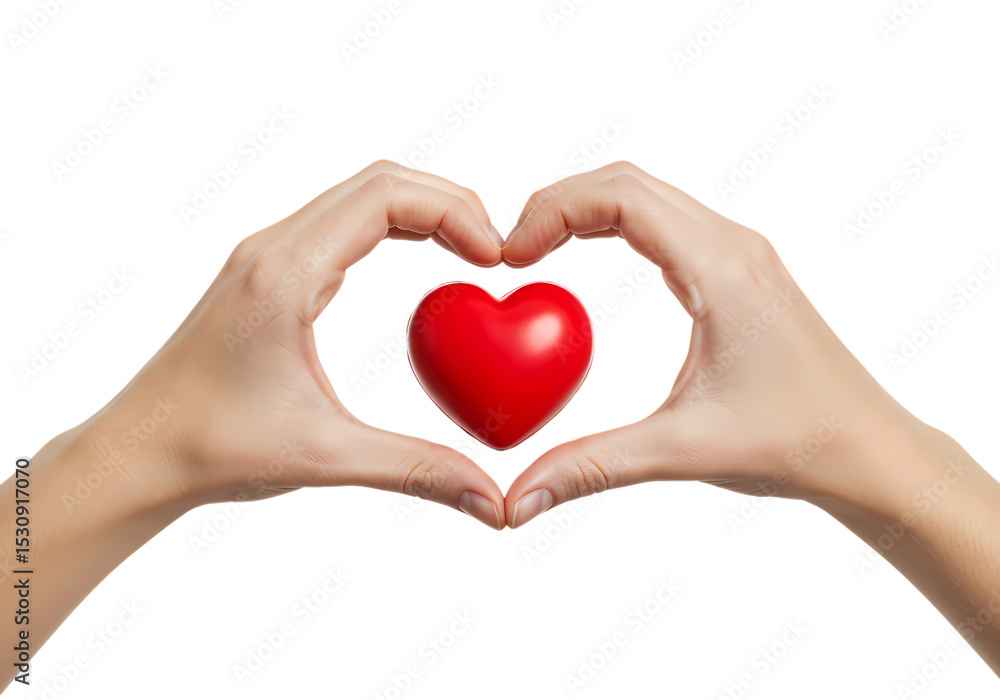Heartfelt Gesture: Hands Forming a Heart Around a Red Heart Heartfelt Gesture: Hands Forming a Heart Around a Red Heart