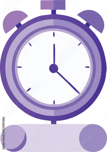 Purple alarm clock illustration with a simple design and blank space below
