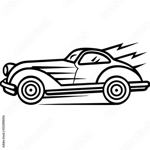 Retro Speedster line art vector