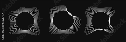 Set of round curved frames with dynamic wavy stripes