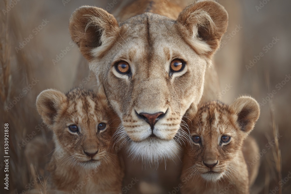 Obraz premium The Sergeneti, NgoroNgoro, and Ndutu are home to numerous species, including lions, elephants, cheetahs, elands, zebras, and giraffes, which participate in the Wildebeast Migration