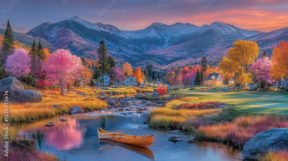 Obraz premium Parc de la national Jacques Cartier features an autumn landscape of great beauty
