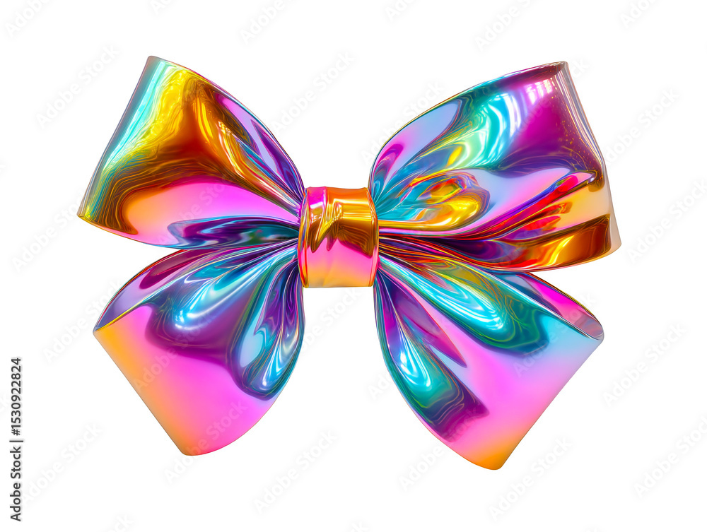 Glossy Rainbow Gradient Bow in Colorful Swirls and Loops Glossy Rainbow Gradient Bow in Colorful Swirls and Loops