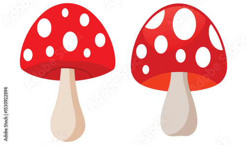 Two red mushrooms with white spots illustration