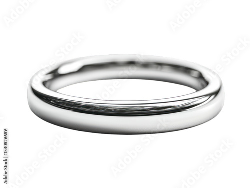 Shiny, plain silver ring on a dark, smooth background