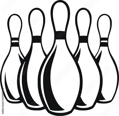 Vector logo bowling, pin icon, sport strike, Esport vector logo game side view, alley symbol, recreational sticker competition
