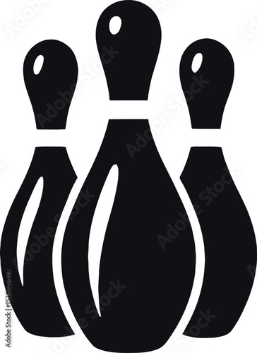 Vector logo bowling, pin icon, sport strike, Esport vector logo game side view, alley symbol, recreational sticker competition

