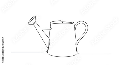Watering Can One Line Art - Continuous Line Drawing Vector