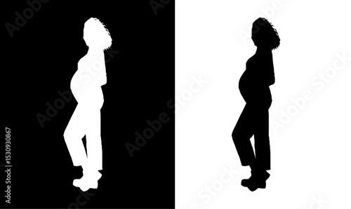 pregnant women silhouette vector illustration. standing pregnant women silhouette, black, vector, art, pregnant girl silhouette, woman, people, couple, love, illustration, child, fashion, boy, body, 