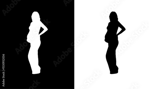 pregnant women silhouette vector illustration. standing pregnant women silhouette, black, vector, art, pregnant girl silhouette, woman, people, couple, love, illustration, child, fashion, boy, body, 