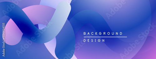 Abstract fluid shapes, purple hues dominate. Gradient blends create modern design. Minimalist aesthetic, smooth transitions visible.
