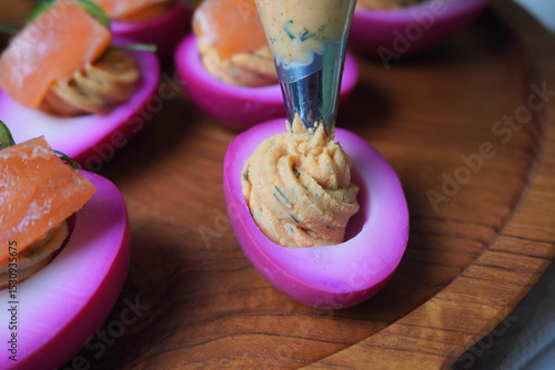 Bild auf Leinwand Vibrant Pink Devilled Egg