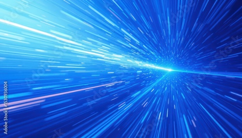 create an abstract image featuring a warp or hyperspace motion in blue star trail against a sky blue background with subtle side lighting