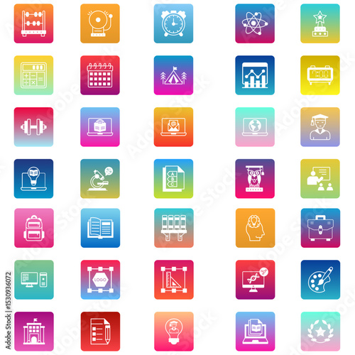 Education & Training Icon Set – Back Ground Style Vector Collection