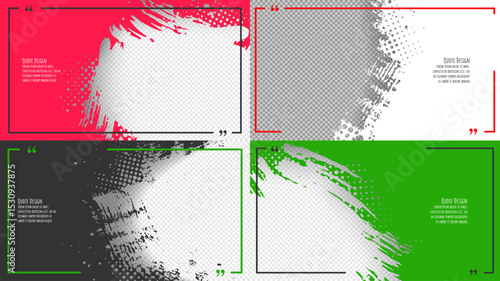 Vector illustration. Hand drawn abstract color frame set. Paint brush strokes mess with halftone dotted texture and layered 3d effect of shadow. Design for horizontal web banner, presentation template