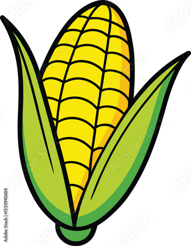 Cartoon illustration of a fresh sweet corn cob isolated on white background vector design