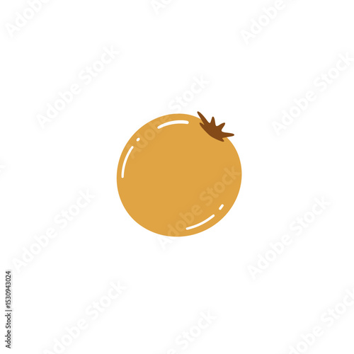 Stylized round, light-brown fruit, adorned with dark-brown spiky foliage on top, isolated on white