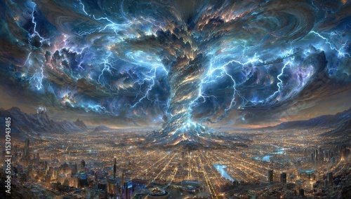 The increasing frequency and severity of tornadoes are reflected in photo-real images of tornado trails in a world affected by global warming