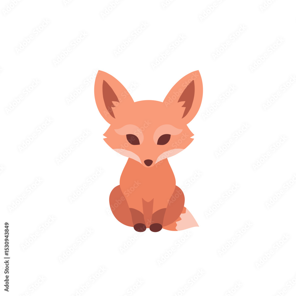 Fototapeta premium Simplified image of fox head and upper body in orange hues on white background