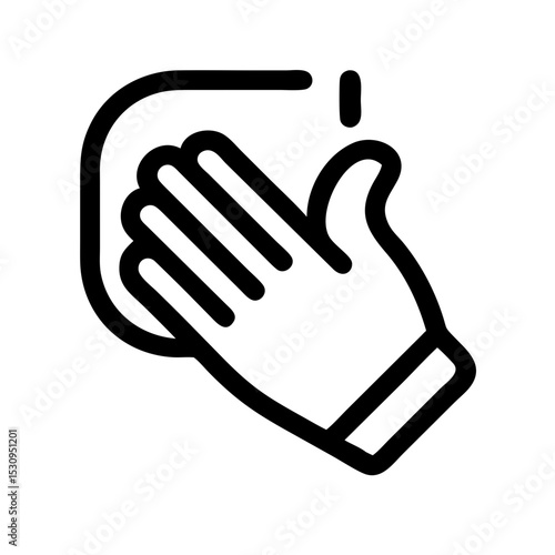 Hand Warmer Pad Line Icon: Line icon of a hand applying a warming pad, representing instant heat, winter comfort, and hand protection.