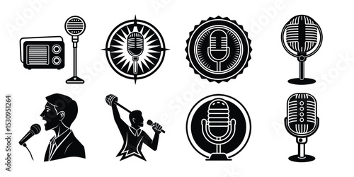 Audio Recording, Broadcast, Music, Voice Vector Set