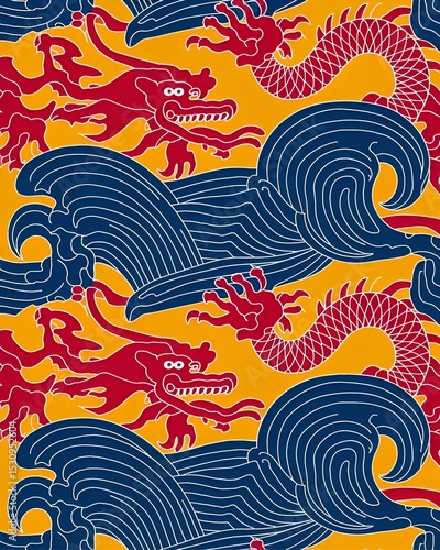 Pattern of a swimming dragon
