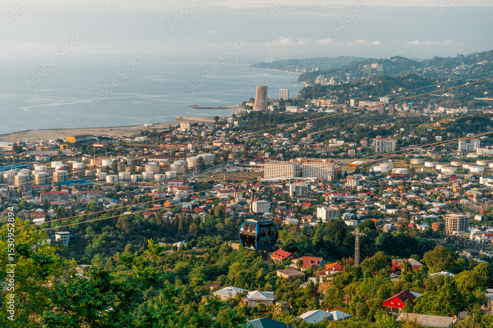 Obraz premium Evening View of Batumi from the Cable Car