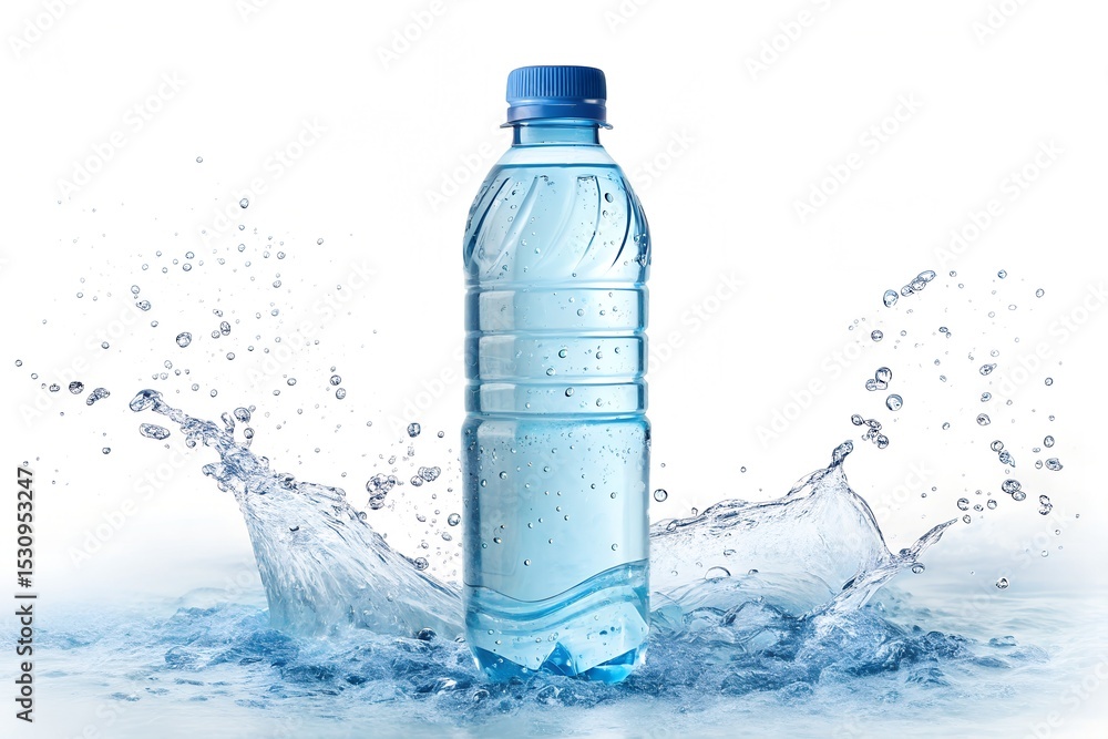 Refreshing Water Bottle Splash, Blue Plastic Bottle Refreshing Water Bottle Splash, Blue Plastic Bottle