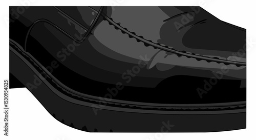 Close-up of a shiny black leather shoe.