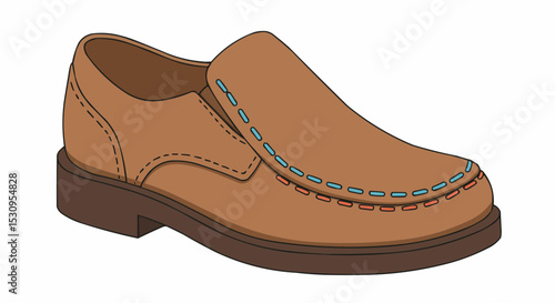A single brown loafer shoe. 
