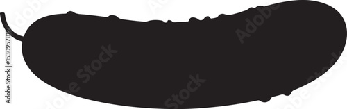 Single Black Silhouette of a Cucumber Vegetable