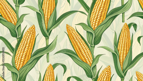 Vector illustration seamless pattern corn cob.