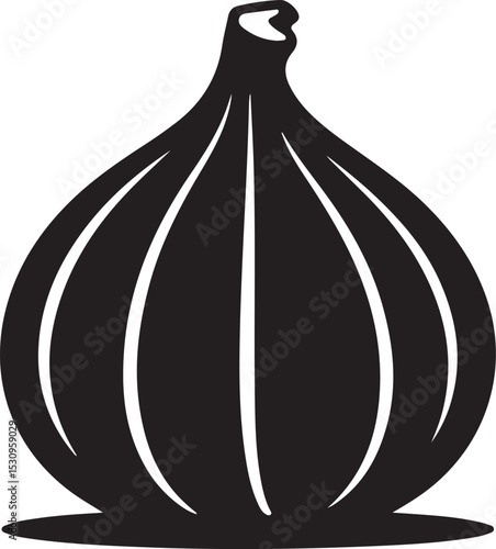 Simple Black Silhouette of a Single Fig Fruit