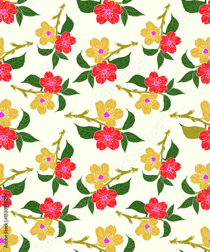 Wallpaper Mural seamless floral pattern hand draw Torontodigital.ca