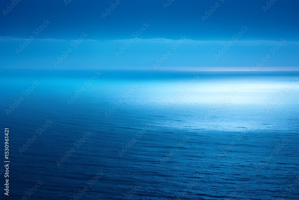 Serene Ocean Landscape, Blue Water, Distant Mountains Serene Ocean Landscape, Blue Water, Distant Mountains