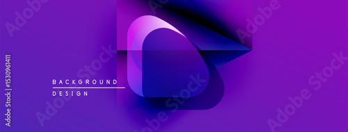 Abstract purple design features overlapping shapes, gradients. Modern aesthetic, vibrant colors create dynamic visual impact.