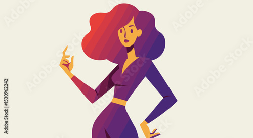 Stylish woman posing confidently in vibrant colors  