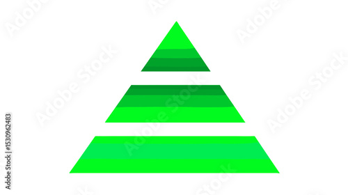 Neon green pyramid logo with three tiers and gradient design  