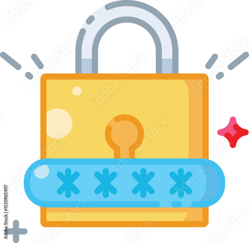 Padlock and password bar for access control, authentication, and data security designs. Useful for login, privacy, and digital safety projects.