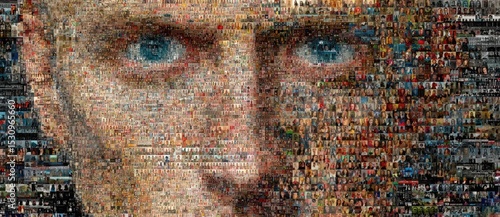 Portrait composed of diverse faces showing emotion