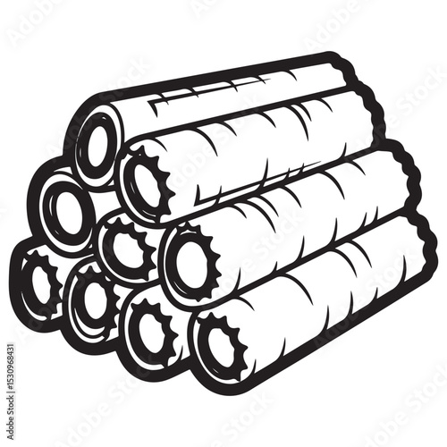 Chiko Roll vector.   Chiko Roll  vector illustration. Chiko Roll  lineart,  clipart,  Chiko Roll  black silhouette.  7.eps