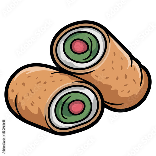 Chiko Roll vector.   Chiko Roll  vector illustration. Chiko Roll  lineart,  clipart,  Chiko Roll  black silhouette.  