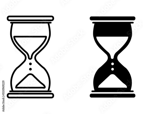 Hourglass vector illustrations representing time management and deadlines, ideal for presentations, educational materials, business concepts, and productivity visualizations.