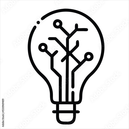 Lightbulb with circuit board inside isolated on white background