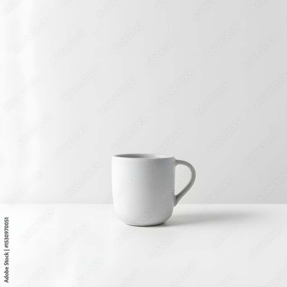 Obraz premium A white coffee cup sits on a white table