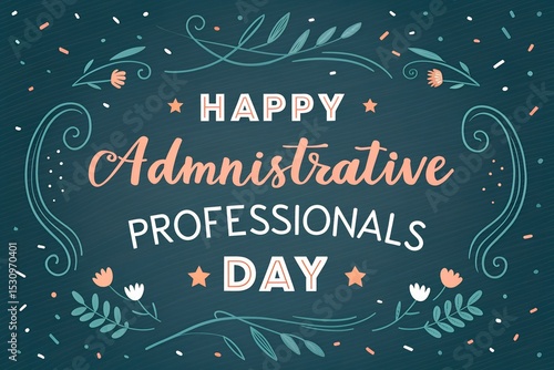 Happy Administrative Professionals Day Card, Floral Design, Teal
